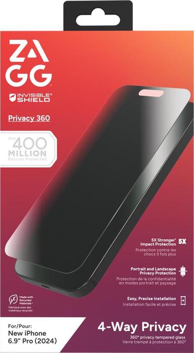 Produktbild Zagg Glass Elite Privacy 360 (1 Stück, Apple iPhone 16 Pro Max)
