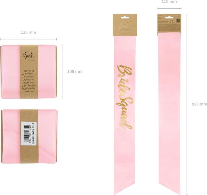 Actual product image Partydeco Sash Bride Squad 75 cm, Pink/Gold