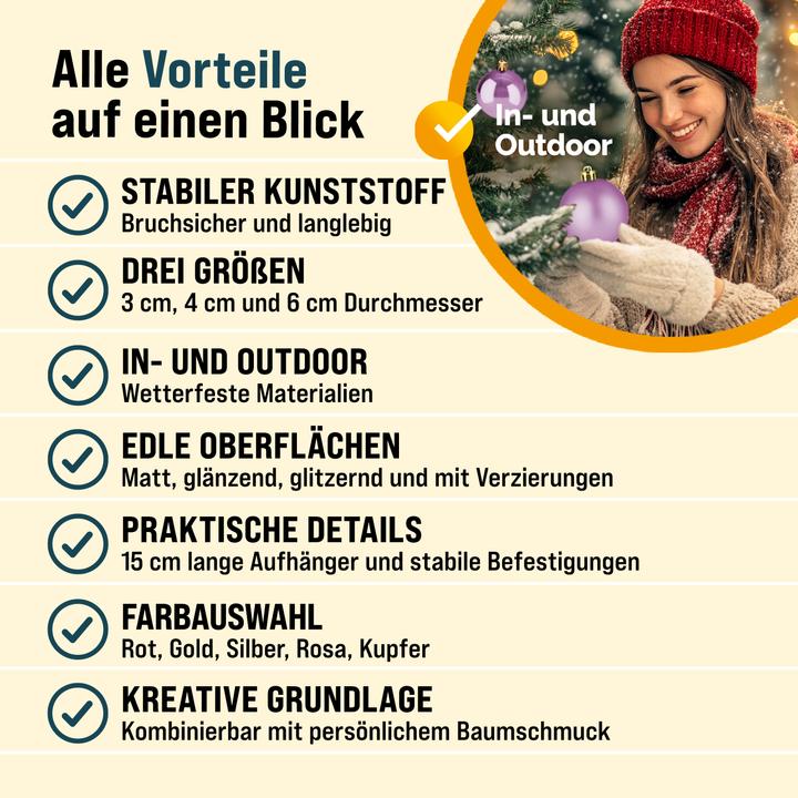Produktbild Deuba Weihnachtsbaumkugeln (100 -teilig)