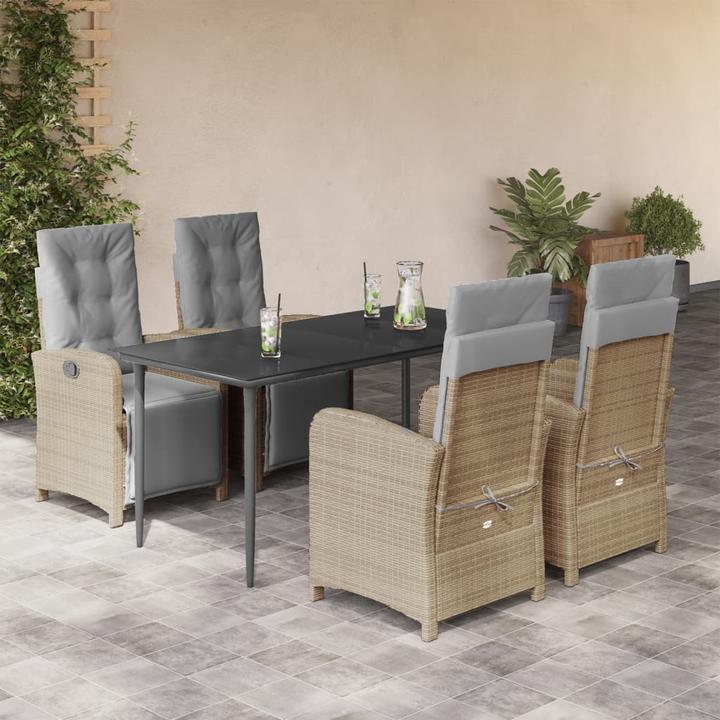 Produktbild VidaXL Gartenmöbel Essgruppe Gartengarnitur Sitzgruppe 5tlg. Beige Poly Rattan (80 cm)