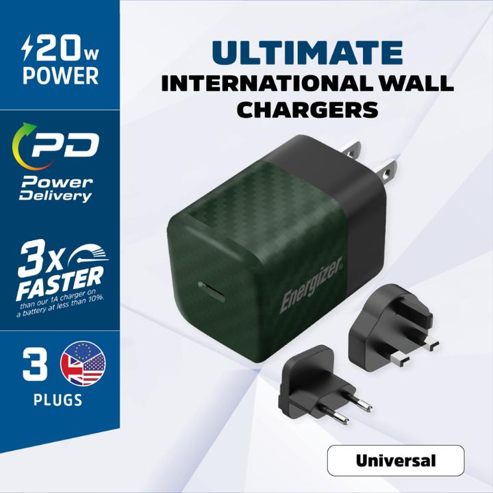 Actual product image Energizer Power Delivery Charger - 20 W - EU/UK/US, green (20 W)