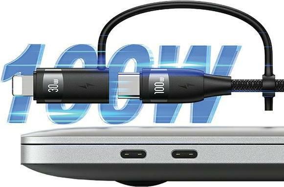 Actual product image Usams US-SJ645 U85 PD100W A+C to C+L+M 6in1 Fast Charging Cable 1.2m (1.20 m, USB 3.2 Gen 1)