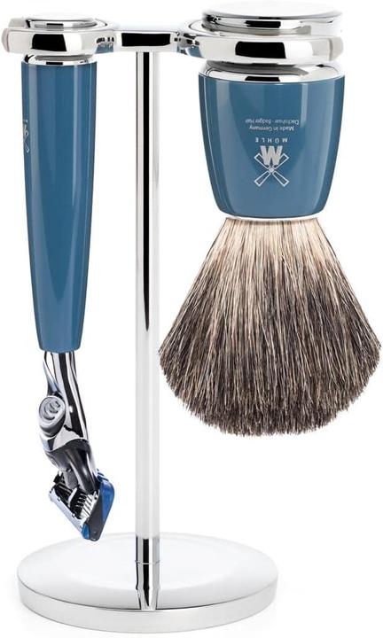 Actual product image Mühle Shaving set, 3-piece, shaving brush with pure badger hair, 5-blade razor
