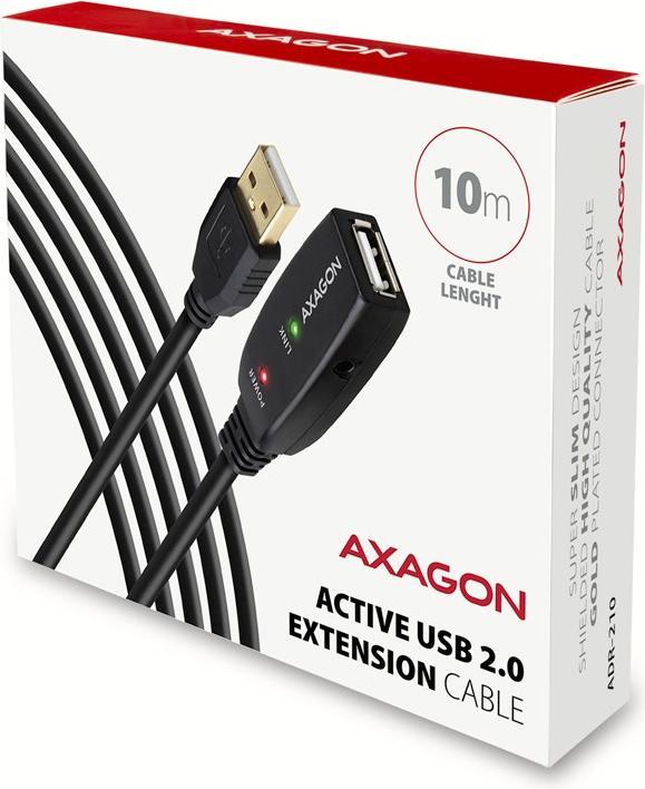 Produktbild Axagon ADR-210 aktives USB-Verlängerungskabel, USB 2.0, USB-A auf USB-A (10 m, USB 2.0)