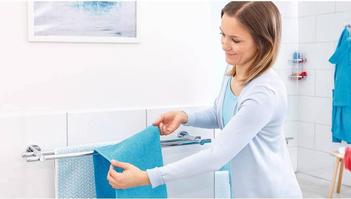 Actual product image tesa LOXX bath towel rail with two arms incl. adhesive solution without drilling