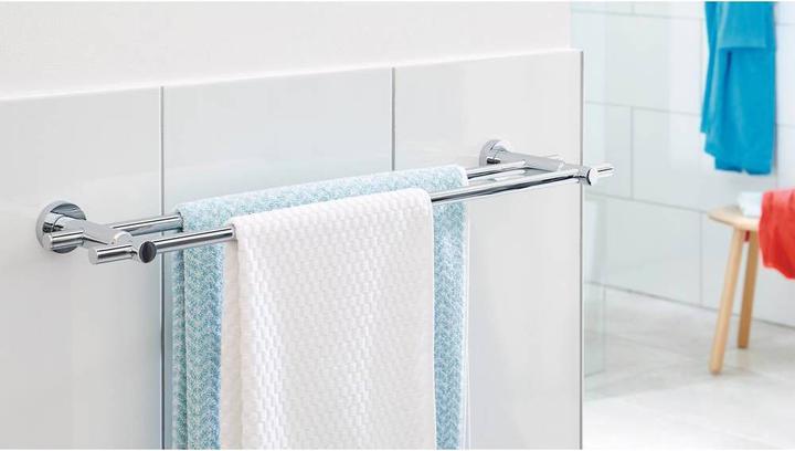 Actual product image tesa LOXX bath towel rail with two arms incl. adhesive solution without drilling