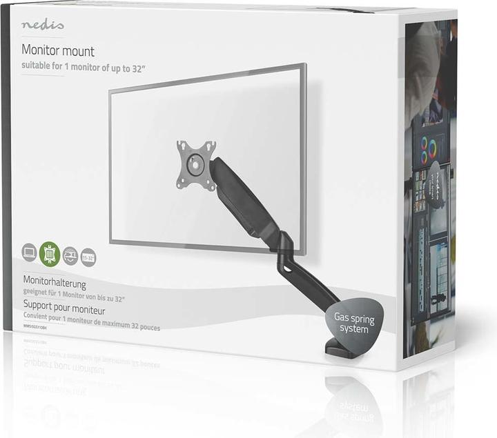 Produktbild Nedis Schreibtisch Monitorhalterung | Gasfeder | 1 Bildschirm(e) | 15 - 32 " | 75x75 / 100x100 | Vol (Tisch, 32")