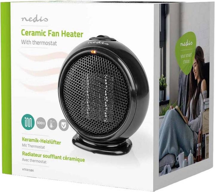 Actual product image Nedis Keramik-PTC-Heizlüfter- 500 W- 1 Heizmodus- Verstellbares Thermostat- (500 W)