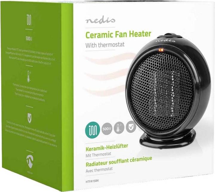 Actual product image Nedis Keramik-PTC-Heizlüfter- 500 W- 1 Heizmodus- Verstellbares Thermostat- (500 W)