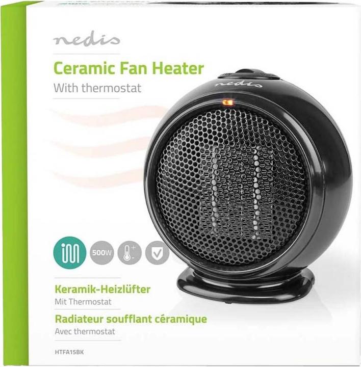 Actual product image Nedis Keramik-PTC-Heizlüfter- 500 W- 1 Heizmodus- Verstellbares Thermostat- (500 W)