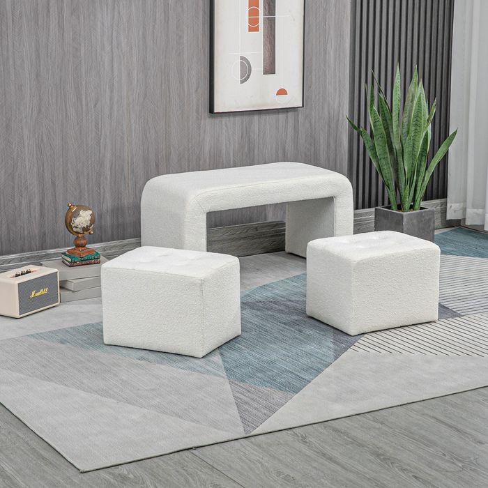 Immagine prodotto Swisshandel24 Sgabello 3 pezzi, sgabello, pouf con 3 sgabelli, poggiapiedi, sgabello imbottito per soggiorno