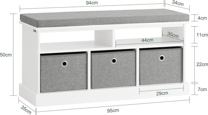 Produktbild SoBuy Sitzbank mit Körben (96 cm)