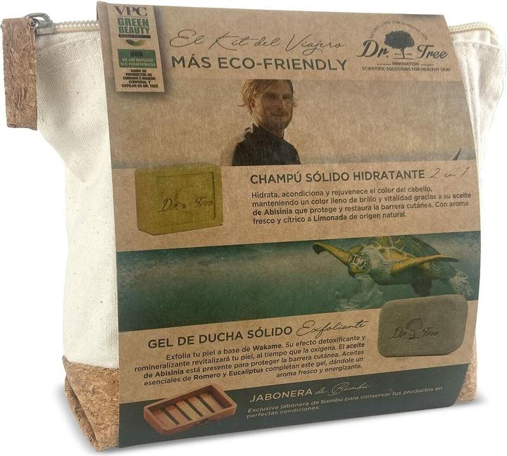 Produktbild Dr. Tree The Traveller's Kit Feuchtigkeitsshampoo Peeling-Duschgel Bambus-Seifenschale Eco Toiletry B (Haarpflege set)