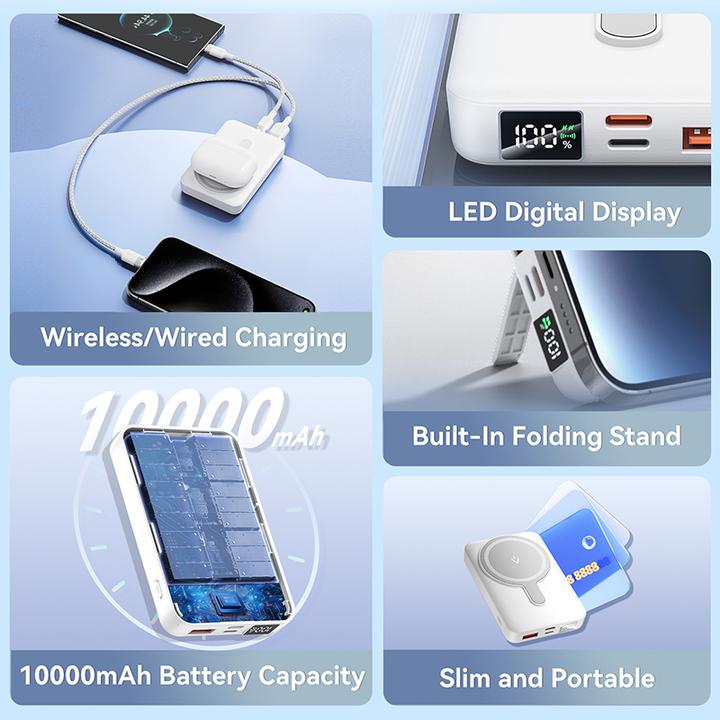 Immagine prodotto Vention 10000mAh Magnetic Wireless Power Bank (USB-C + Lightning + USB-C + USB-A +Wireless) 22.5W LED bianco (10000 mAh, 38.50 Wh)