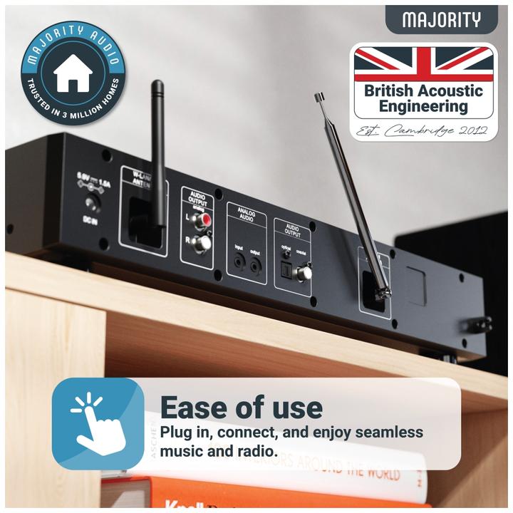 Produktbild Majority Fitzwilliam 2024 Black DAB+ Radio (Internetradio, DAB+, FM, UKW, Bluetooth, WLAN)