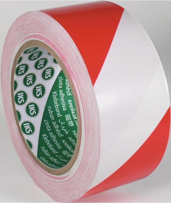 IKS Bodenmarkierungsband F33 PVC rot/weiss Länge 33 m Breite 50 mm (50 mm)