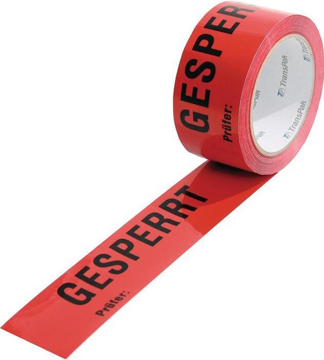 Actual product image Transpak Warning tape PP Blocked length 66 m, width 50 mm red (50 mm)