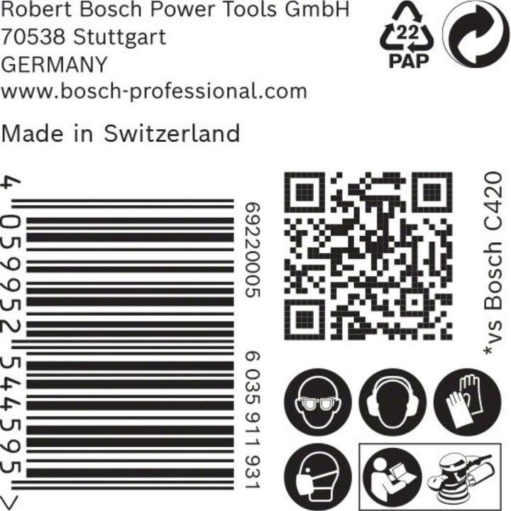 Image du produit Bosch Professional Zubehör EXPERT C470 Papier abrasif à 8 trous pour ponceuse excentrique, 125 mm, G 220, 50 pcs. (220)