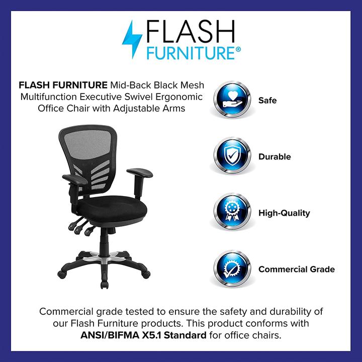 Image du produit Flash Furniture Chaise de bureau, filet noir