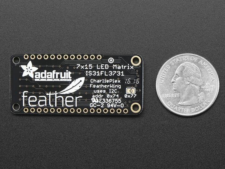 Image du produit Adafruit Matrice d'affichage LED CharliePlex 15x7 FeatherWing Whi (Écran)