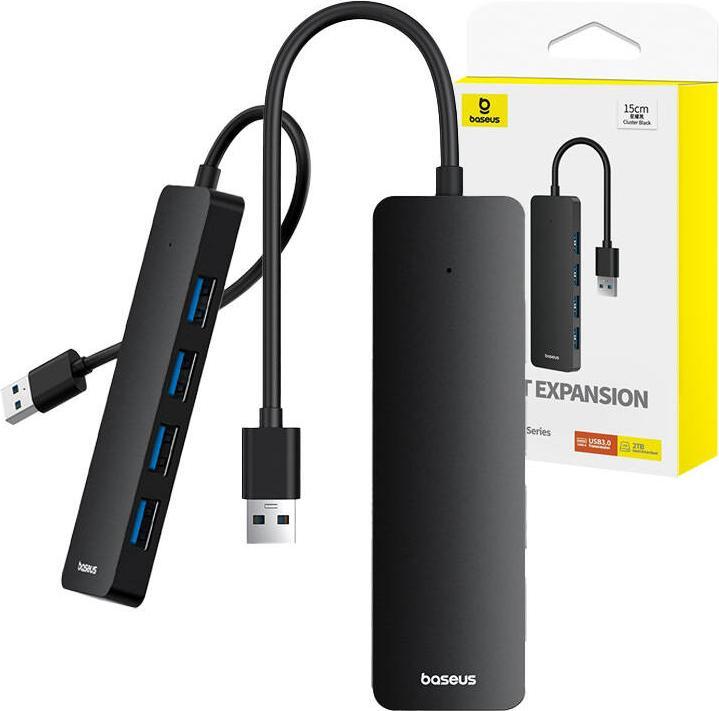Produktbild Baseus 4in1 Hub UltraJoy Lite USB-A to USB 3.0 15 cm(black) (USB-A, 4 Ports)