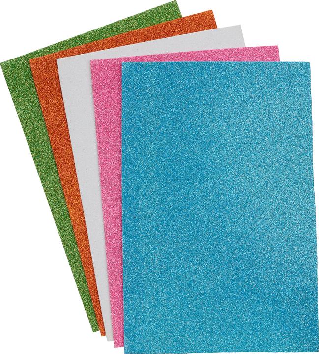 VBS Foam rubber "Glitter", 32 x 20 cm, 1.6 mm, 5 pieces