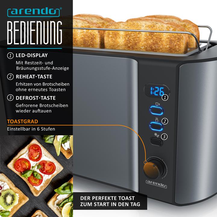 Immagine prodotto Arendo Set per la colazione, bollitore da 1,5 l con selezione della temperatura, tostapane a 4 fette e