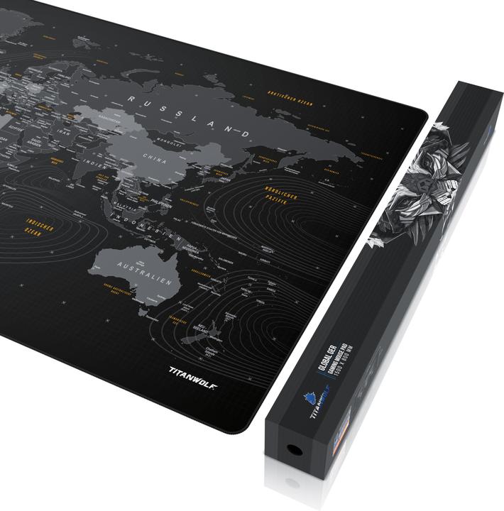 Actual product image Titanwolf Gaming mouse pad, XXXL 1500 x 800 x 3 mm mouse mat extra large / washable, world map (XXL)