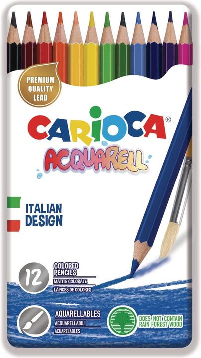 Image du produit Carioca Crayon de couleur Acquarell Boîte en métal (Multicolore, 12 x)