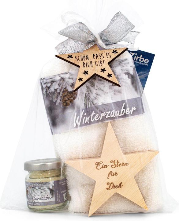 Image du produit ZNatur Cadeau de Noël Zirben bois d'arolle étoile Décoration sels de bain & chiffon No.136 (Set soin du corps)