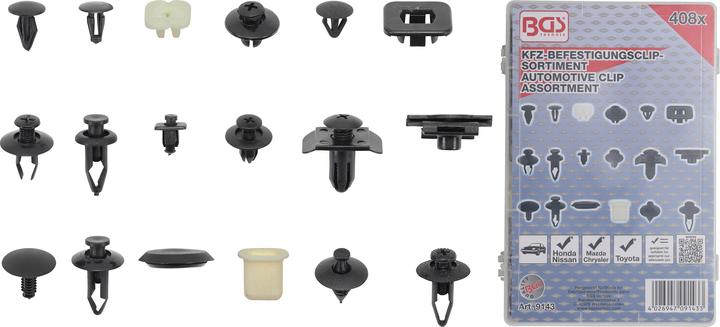 Actual product image BGS Automotive Clip Assortment for Nissan 408 pcs.