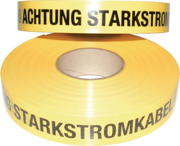 Produktbild Multicoll Trassenwarnband Aufdruck Achtung Starkstromkabel Breite 40 mm Länge 250 m gelb (40 mm)