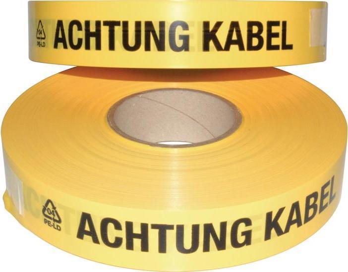 Produktbild Multicoll Trassenwarnband Aufdruck Achtung Kabel Breite 40 mm Länge 250 m gelb (40 mm)