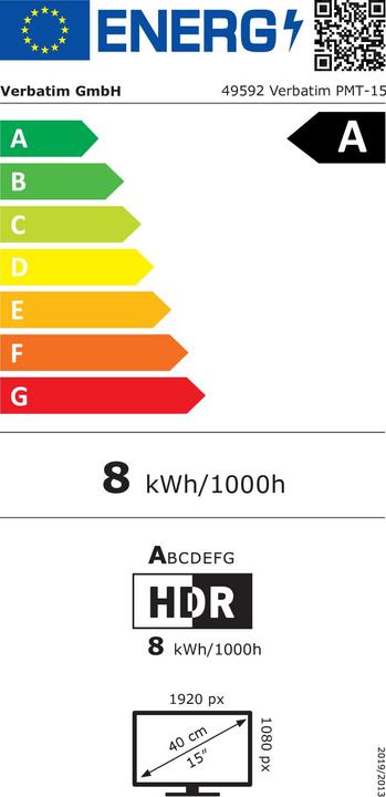 Energie-Label Verbatim PMT-15 (1920 x 1080 Pixel, 15.60")