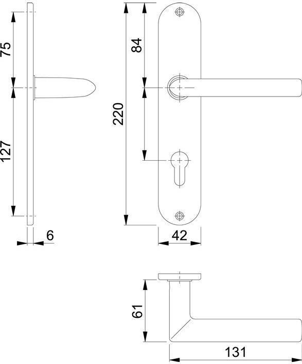 Actual product image Hoppe Long plate set Stockholm E1140Z/302 stainless steel F69 PZ 72 mm DIN left / right (Door handle)
