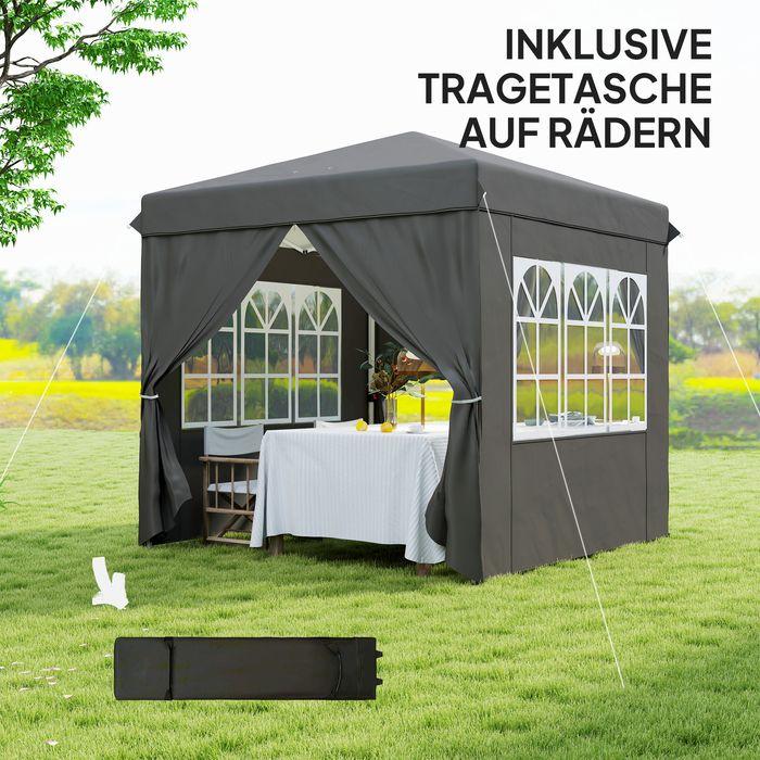 Actual product image Swisshandel24 Faltpavillon 2,5x2,5m, wasserabweisend, mit 4 Seitenteilen, Dunkelgrau (250 cm, 250 cm)