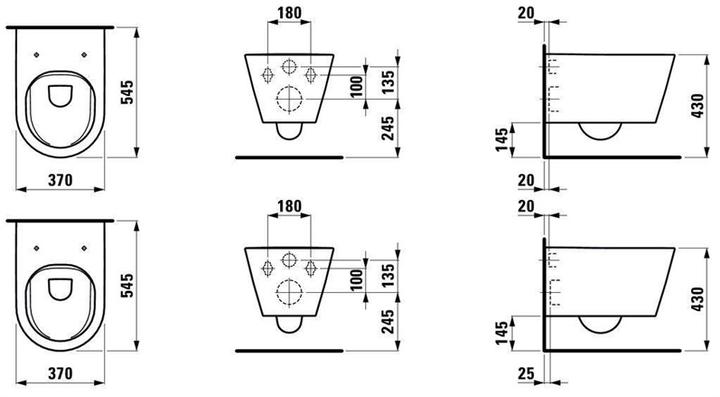 Image du produit Laufen WC à faible profondeur sans rebord Kartell mural blanc H8203370000001