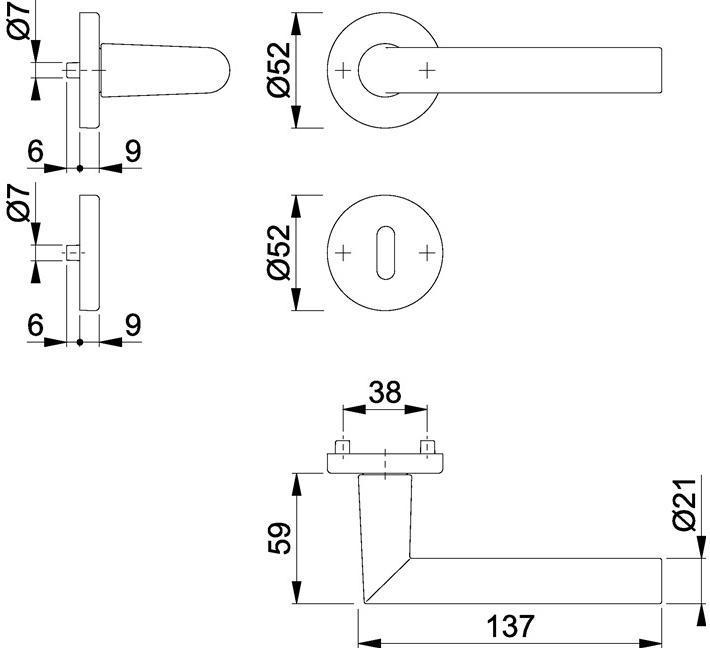 Actual product image Hoppe Rosette set Amsterdam 1400/42KV/42KVS Aluminium F1 round OB DIN left / right D/D (Door handle)