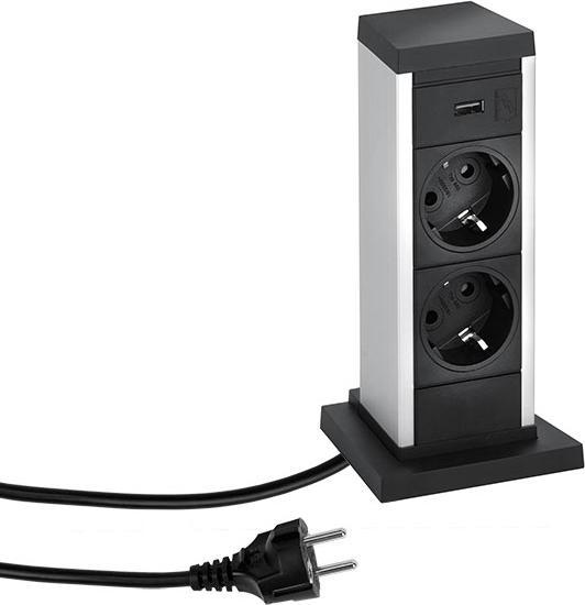Produktbild Evoline Up 2x Steckdose mit USB-Charger, vertikal (2 x)