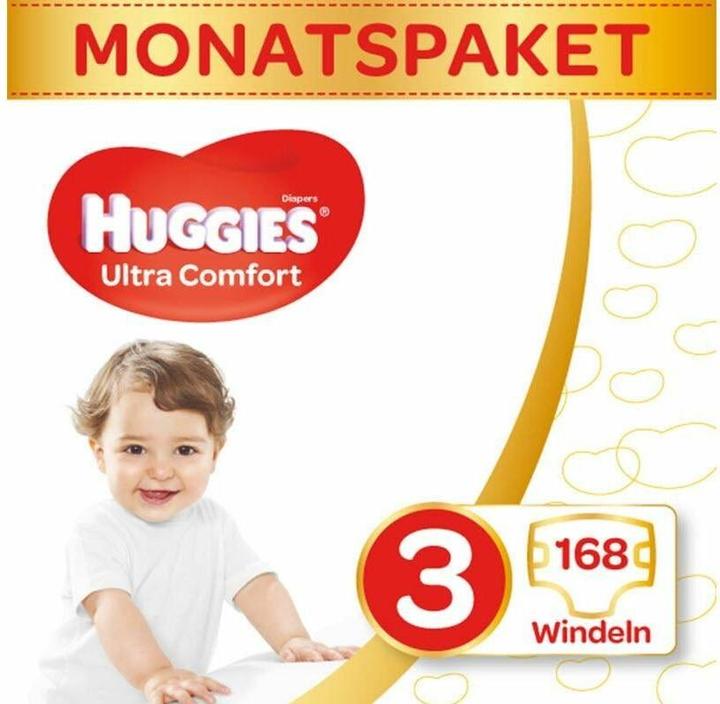 Produktbild Huggies Windeln Ultra Comfort (Gr. 3, Monatsbox, 168 Stück)