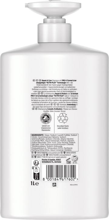 Actual product image Pantene Pro-V Repair & Care Shampoo For Damaged Hair, 1 litre (1000 ml, Liquid shampoo)