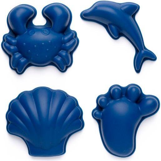 Immagine prodotto Scrunch Secchiello - Set di 4 stampi per sabbia in silicone blu scuro