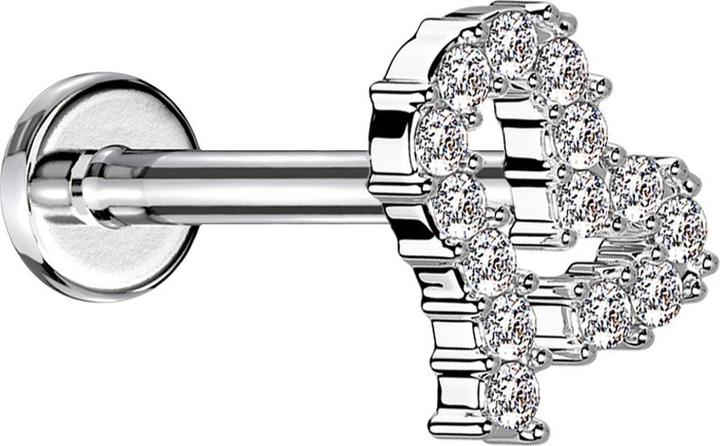 Immagine prodotto Star Piercing Micro Labret filo interno argento cuore cristalli argento (Acciaio chirurgico 316L, Ottone)