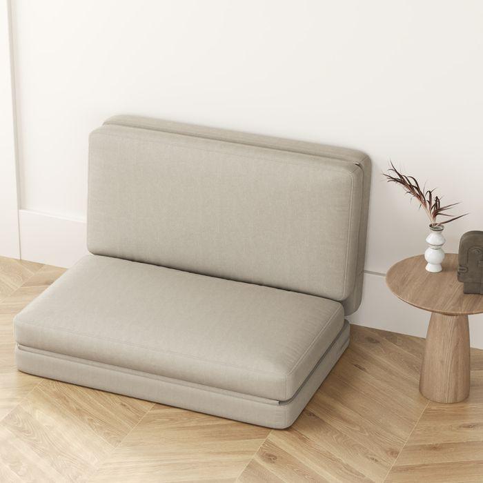 Immagine prodotto Swisshandel24 Bodensofa 3-in-1 Klappbar Schlafsofa mit Samtoptik, bis 240kg, beige
