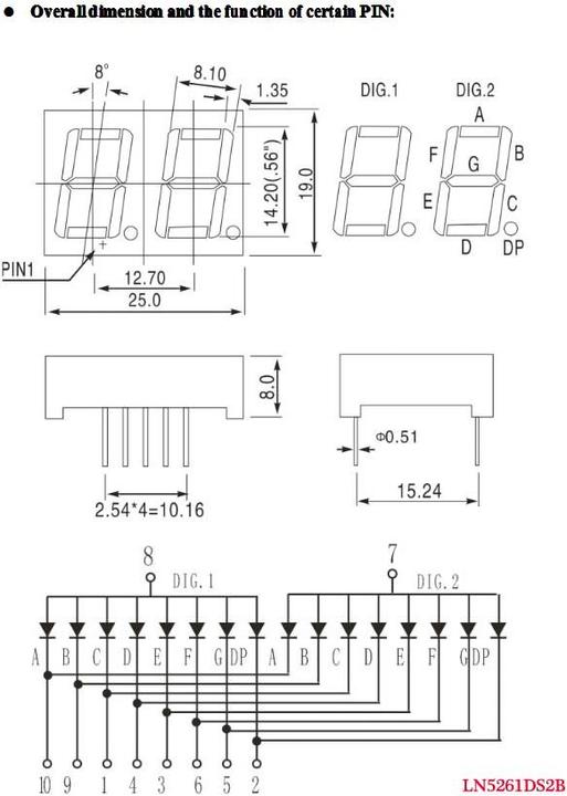 Immagine prodotto OEM Display a 7 segmenti Red Com. Anodo 2 caratteri 14mm (Kit elettronica)