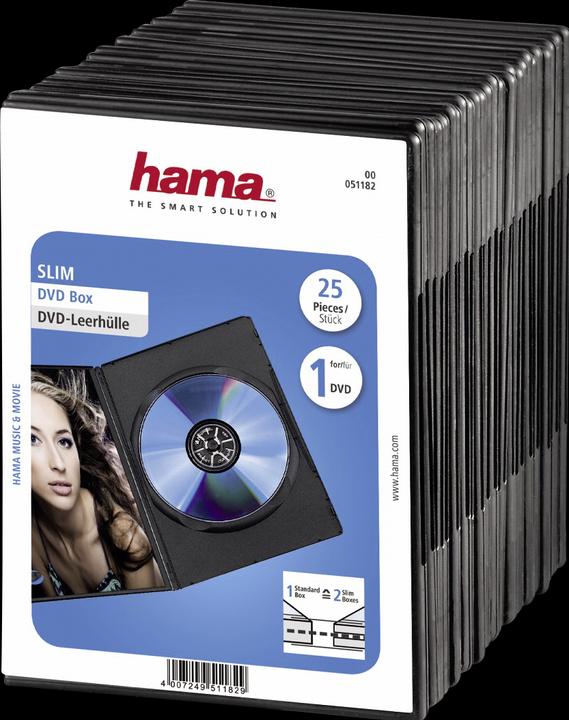 Hama 1x25 DVD-Leerhülle Slim 50% Platzsparnis