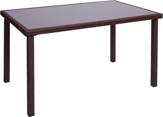 Produktbild Swisshandel24 Poly-Rattan Tisch, Gartentisch Balkontisch, 120x75cm - braun (120 cm)