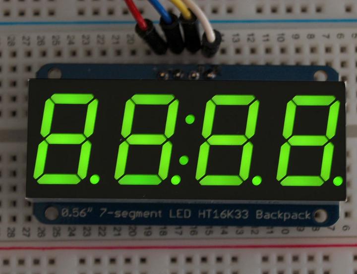 Actual product image Adafruit 0.56" 4-Digit 7-Segment w/I2C Green (Various)