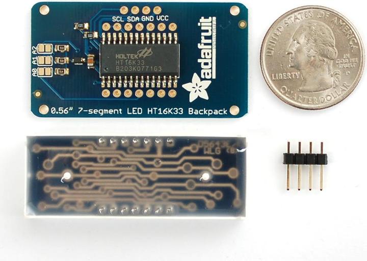 Actual product image Adafruit 0.56" 4-Digit 7-Segment w/I2C Green (Various)