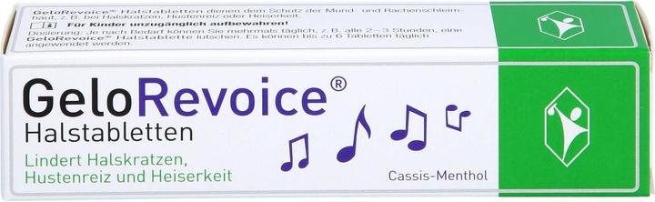 Nutritional values and ingredients GeloRevoice Throat Lozenges Cassis-Menthol, 20 tablets (20 Piece)